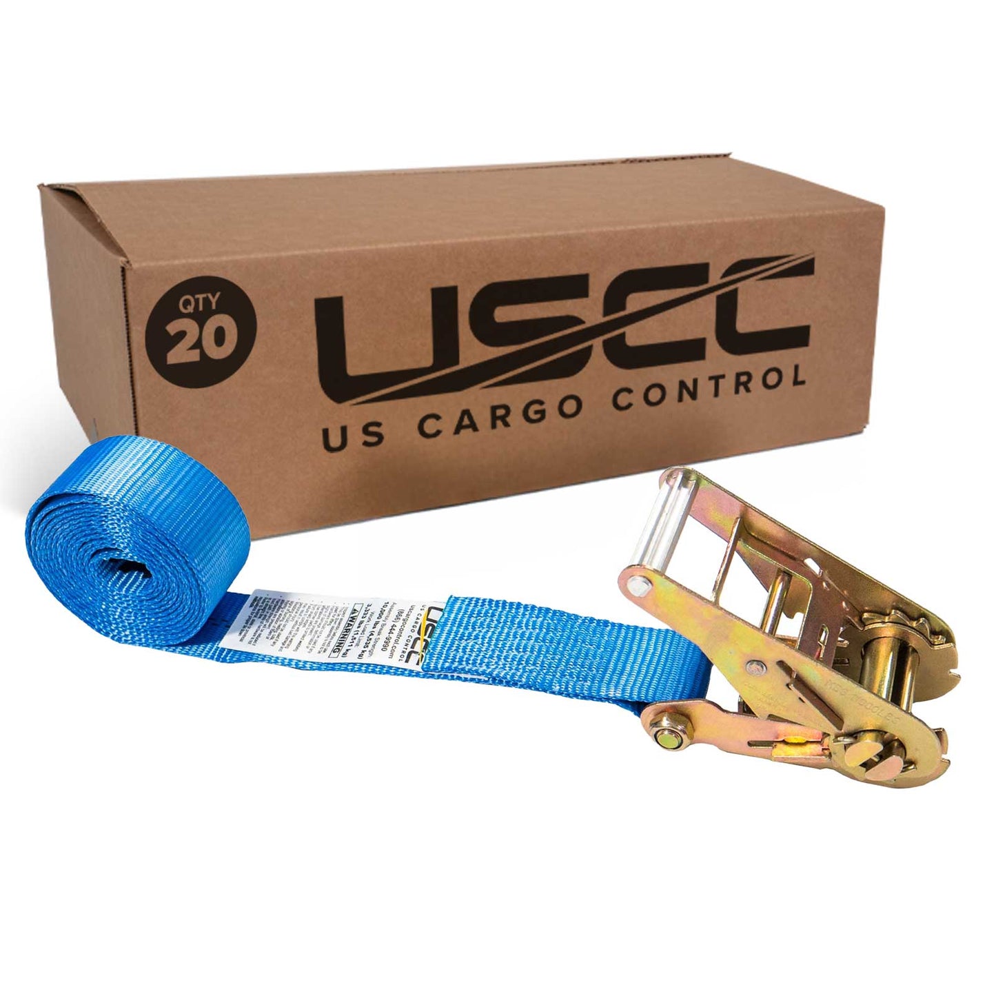 2" x 20' Heavy-Duty Endless Ratchet Strap | Blue | 20-Pack