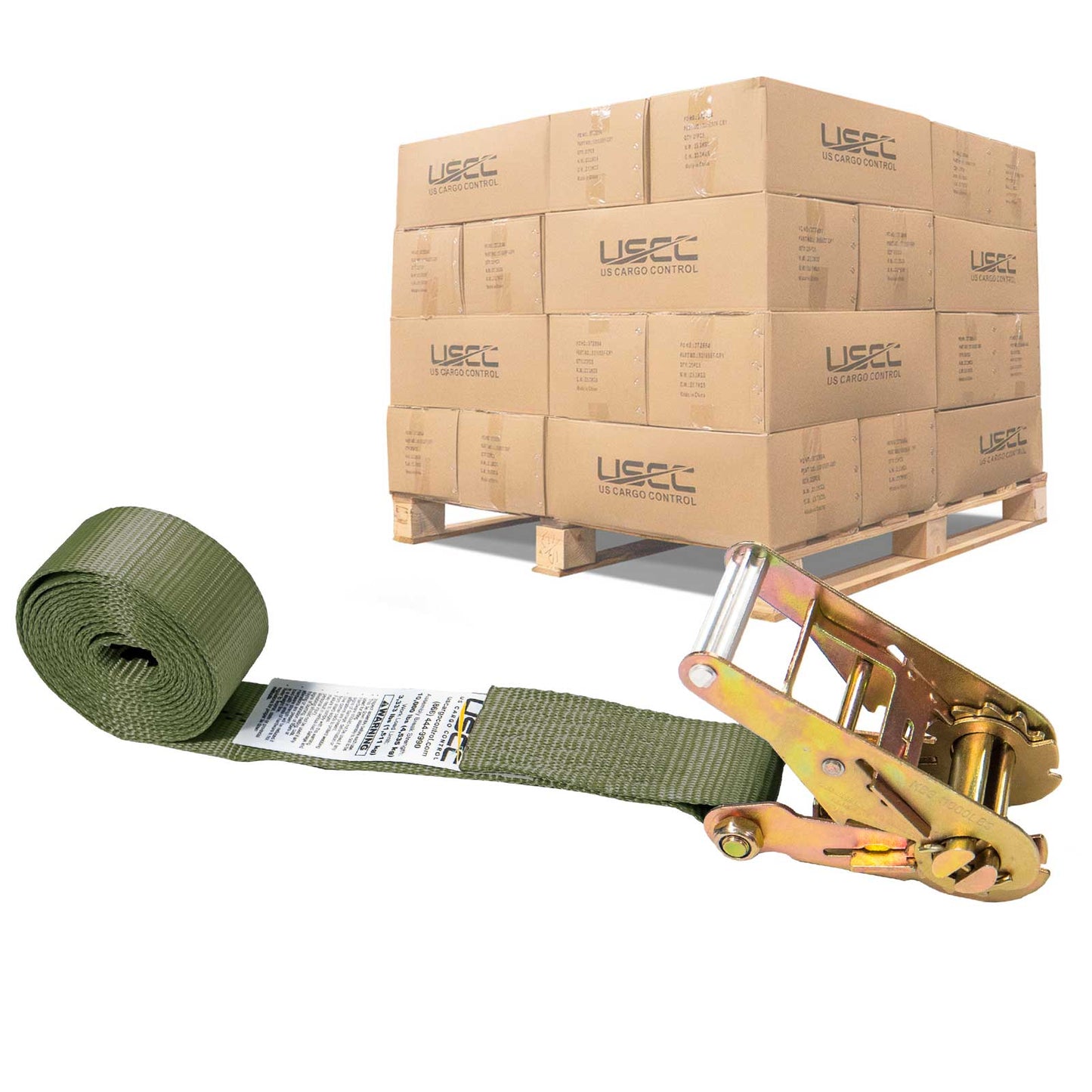 20' endless ratchet strap -  2" olive green heavy duty endless ratchet strap