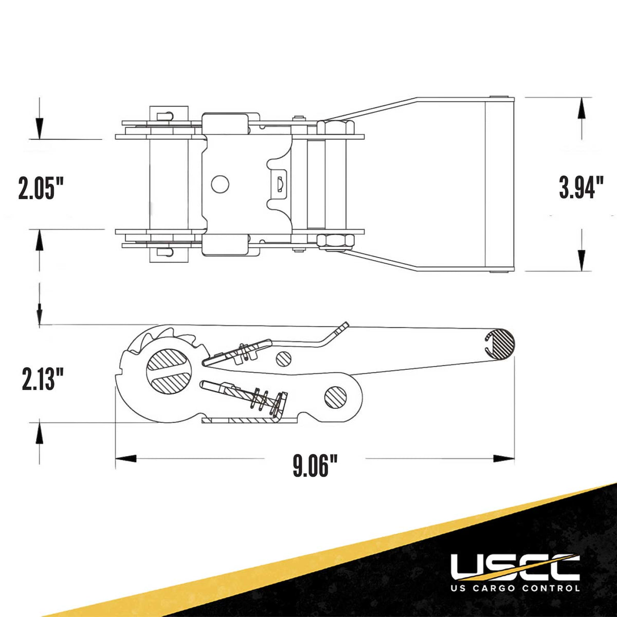2" Long Wide Handle Ratchet - White Zinc
