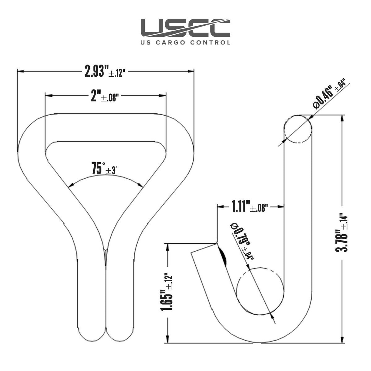 2" Double J Long Yellow Zinc Wire Hook | 11,000 lbs. BS