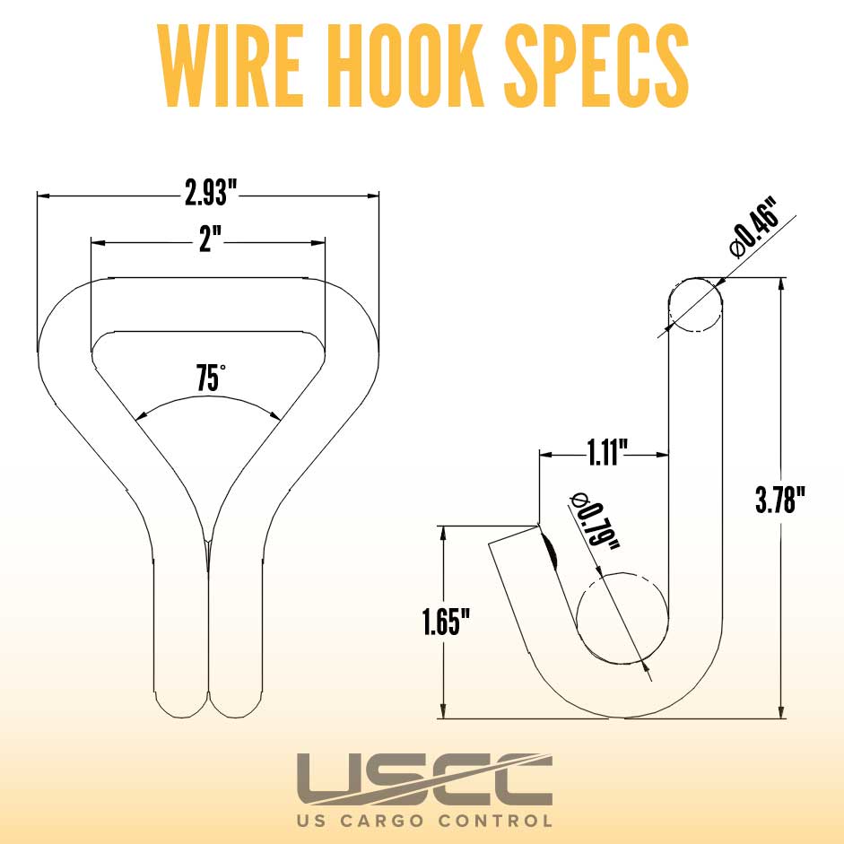 2" x 12' Ratchet Strap with Long Wire / Double J-Hooks | Orange