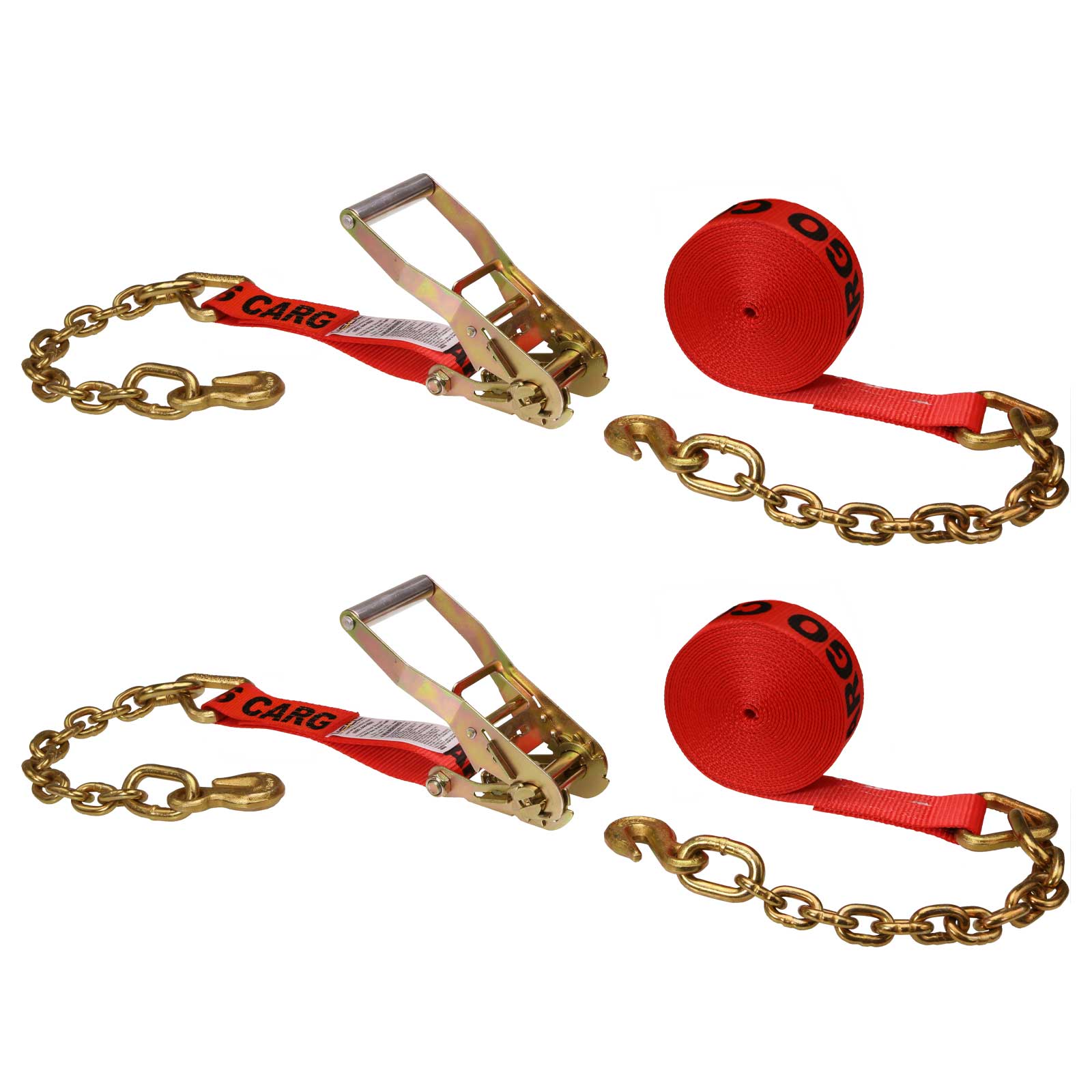 27' ratchet strap -  2" red chain end ratchet strap