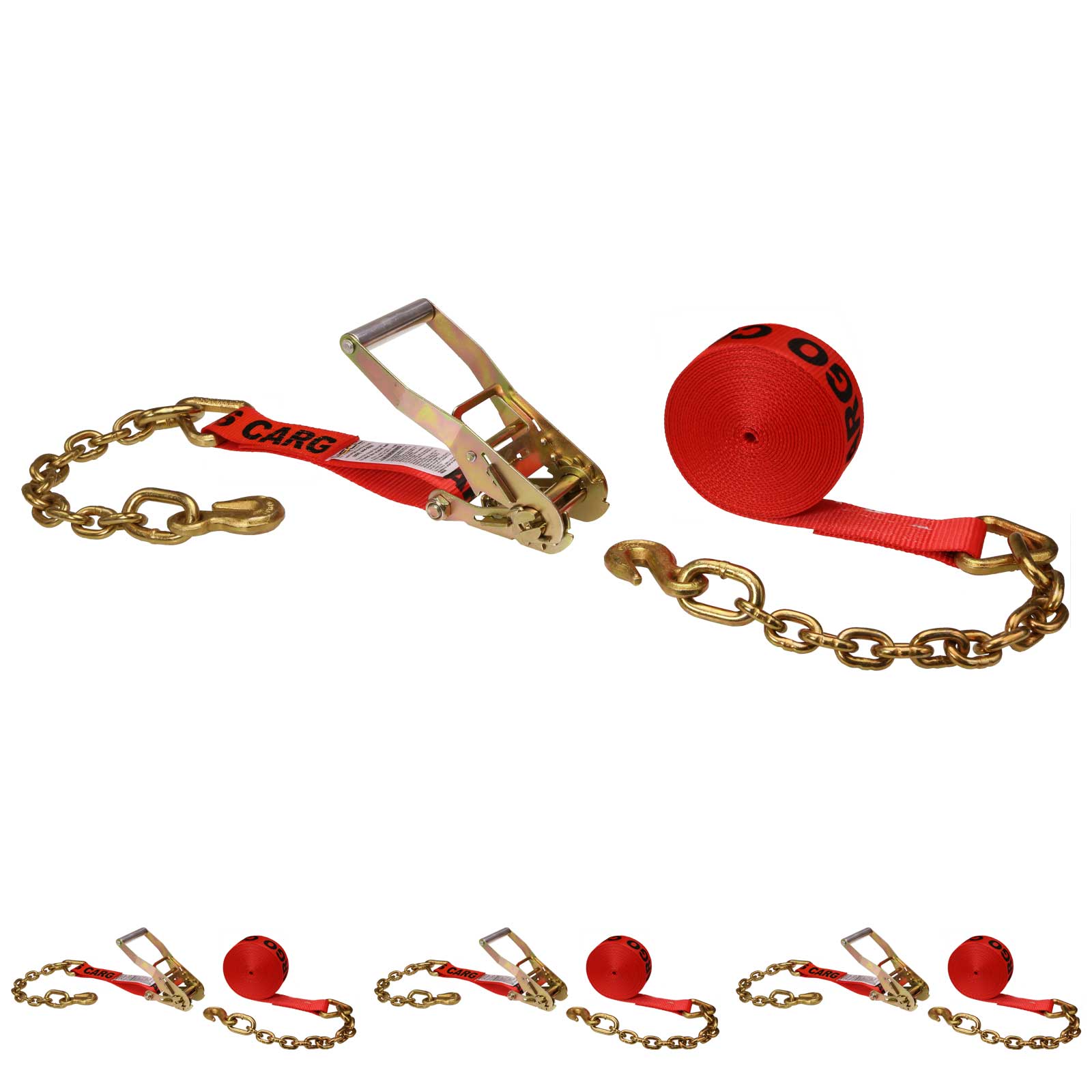 27' ratchet strap -  2" red chain end ratchet strap