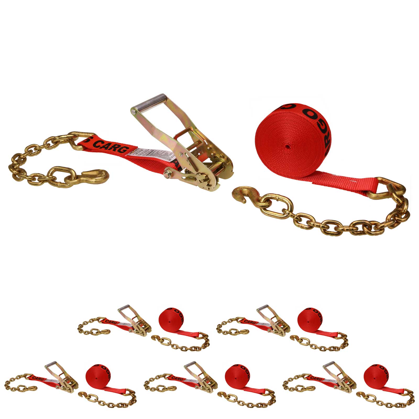 27' ratchet strap -  2" red chain end ratchet strap