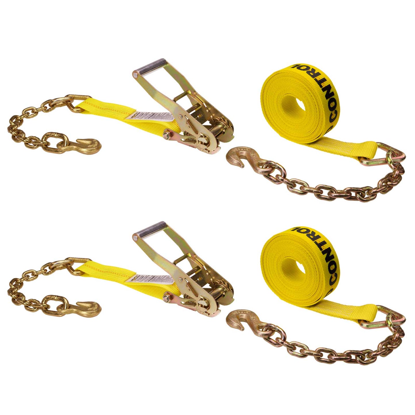 27' ratchet strap -  2" yellow chain end ratchet strap