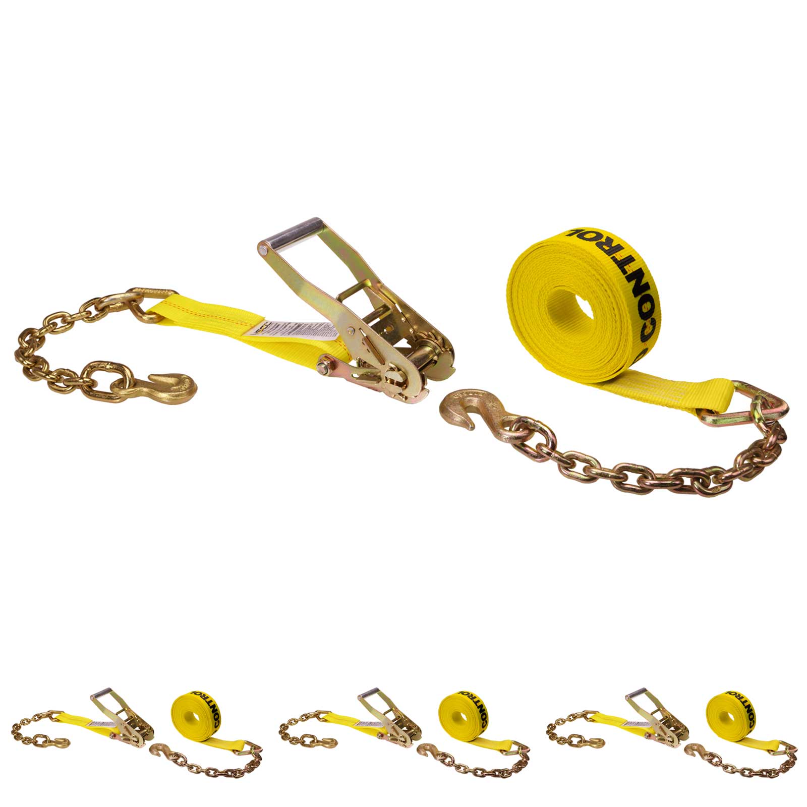 27' ratchet strap -  2" yellow chain end ratchet strap