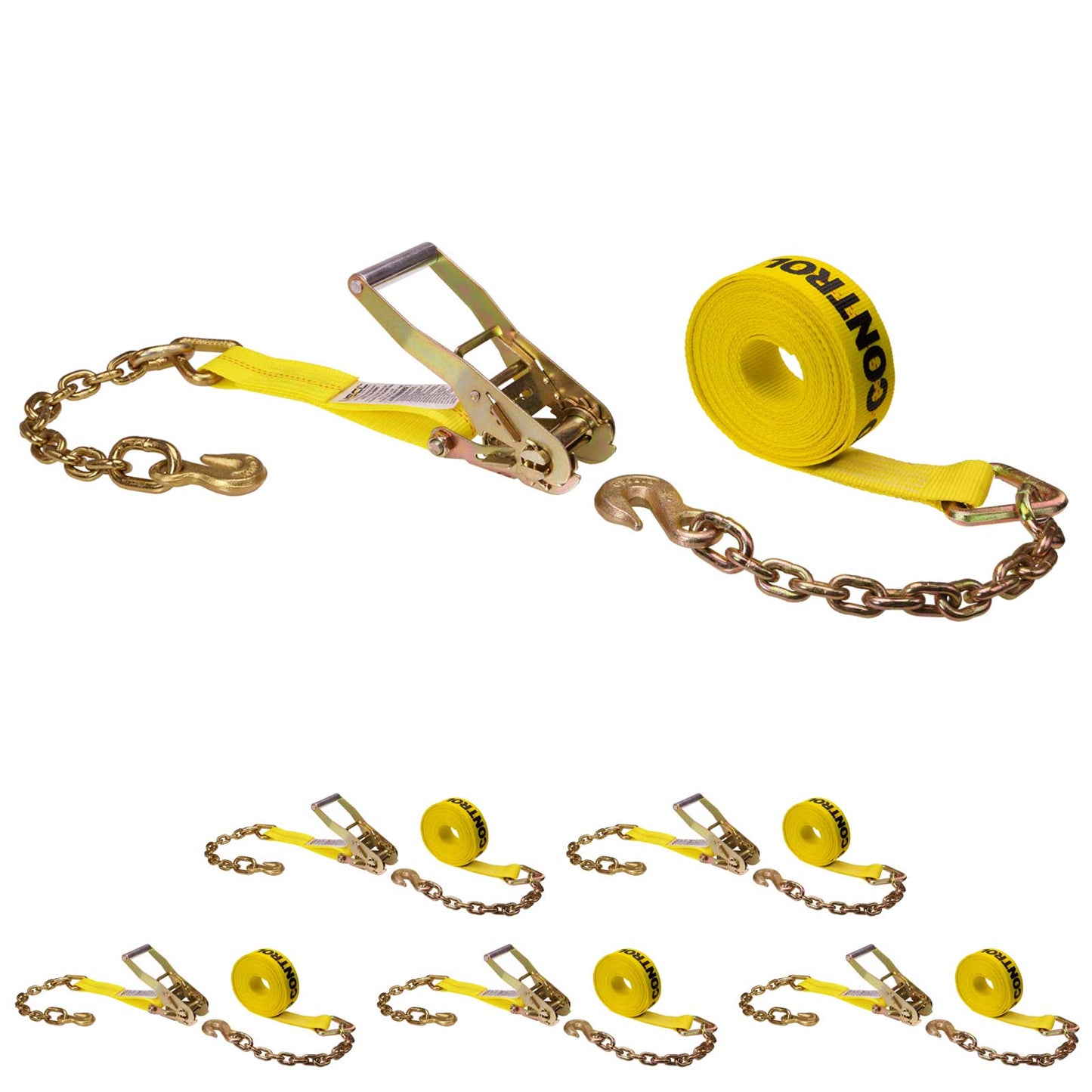 27' ratchet strap -  2" yellow chain end ratchet strap