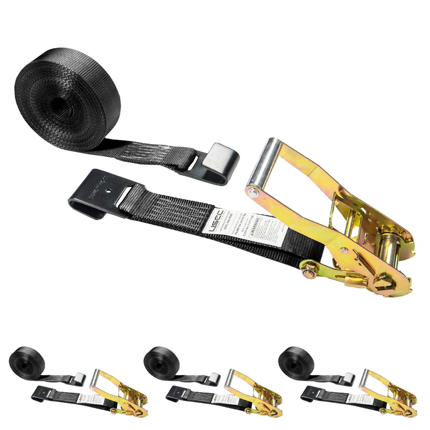 27' ratchet strap -  2" black flat hook ratchet strap