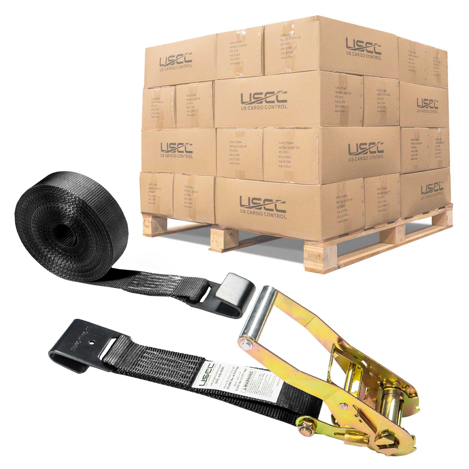 27' ratchet strap -  2" black flat hook ratchet strap