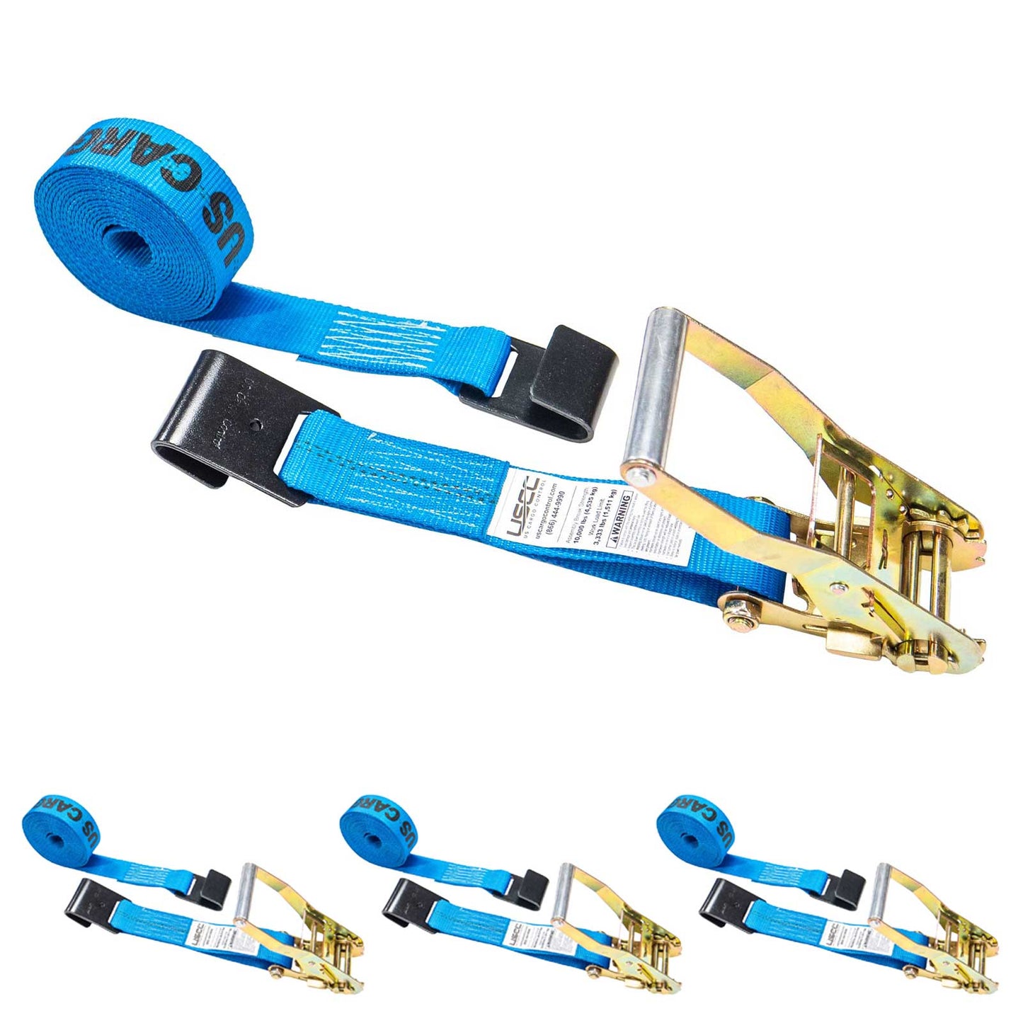 18' ratchet strap -  2" blue flat hook ratchet strap