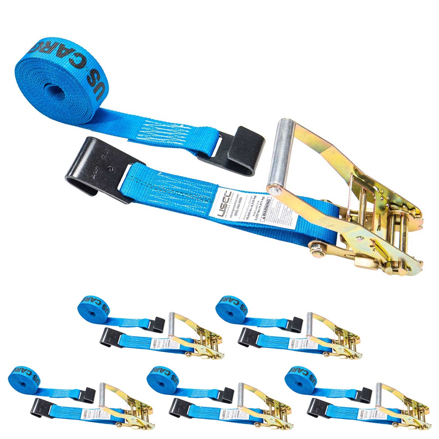 27' ratchet strap -  2" blue flat hook ratchet strap