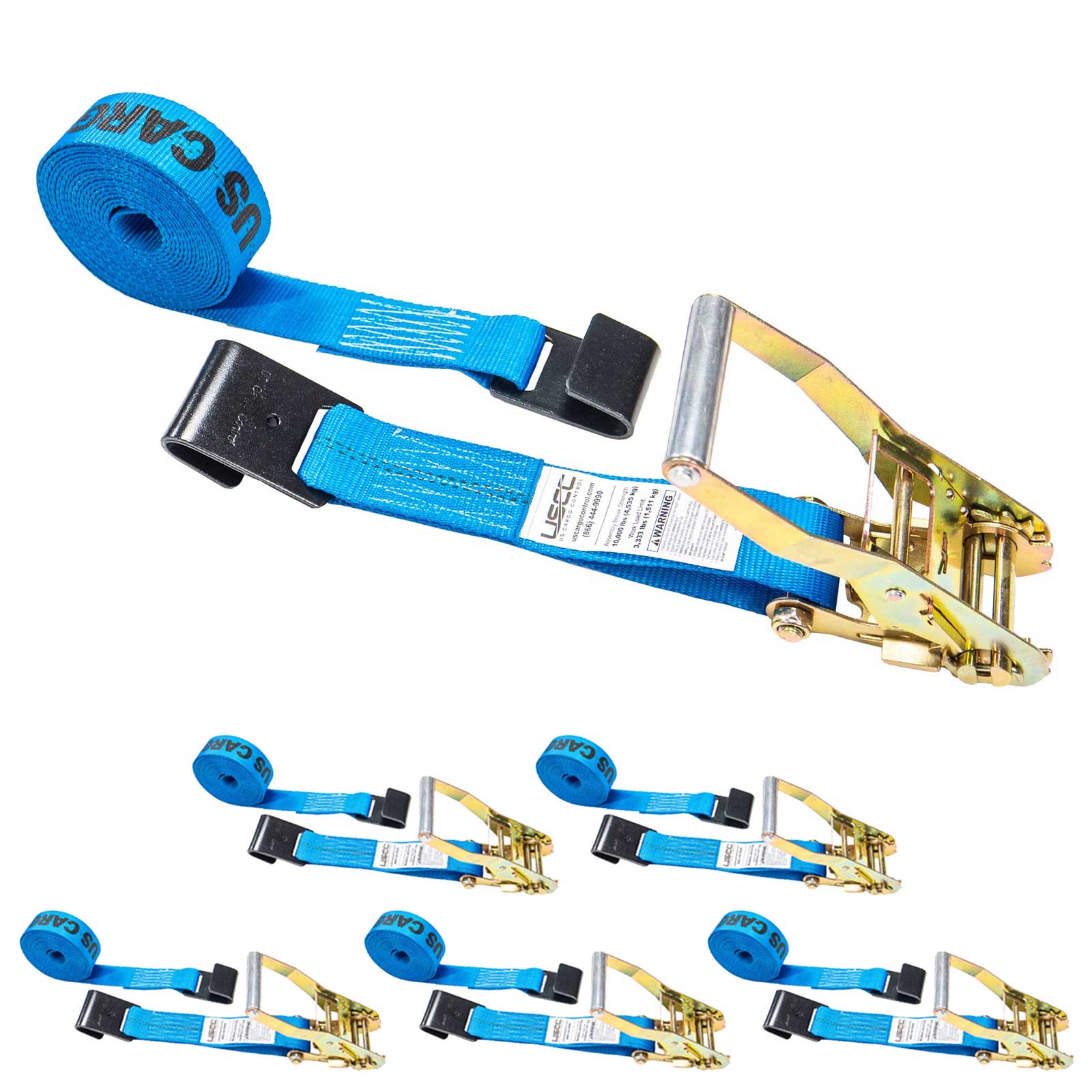 27' ratchet strap -  2" blue flat hook ratchet strap