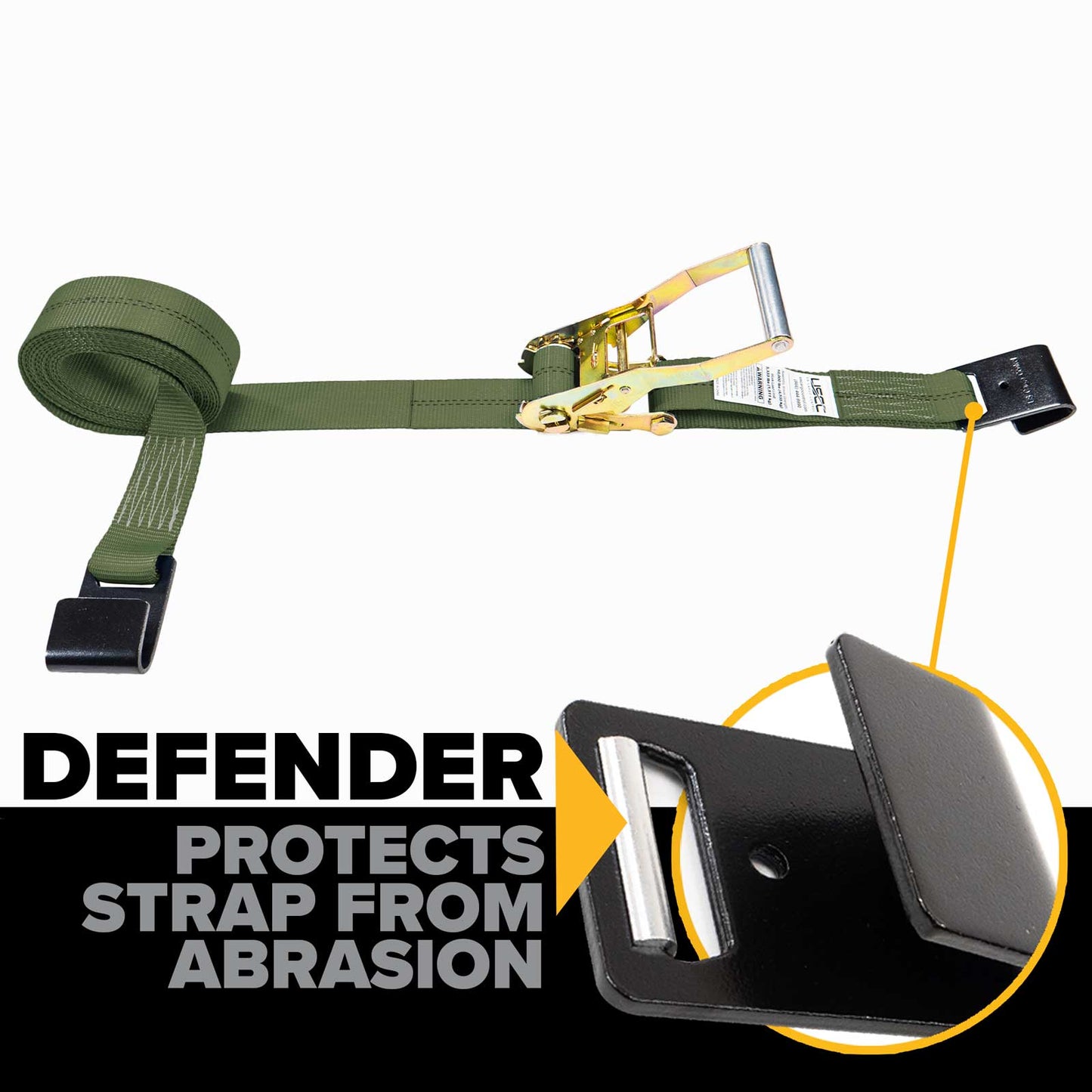 2" x 30' Ratchet Strap with Flat Hooks | Olive Drab