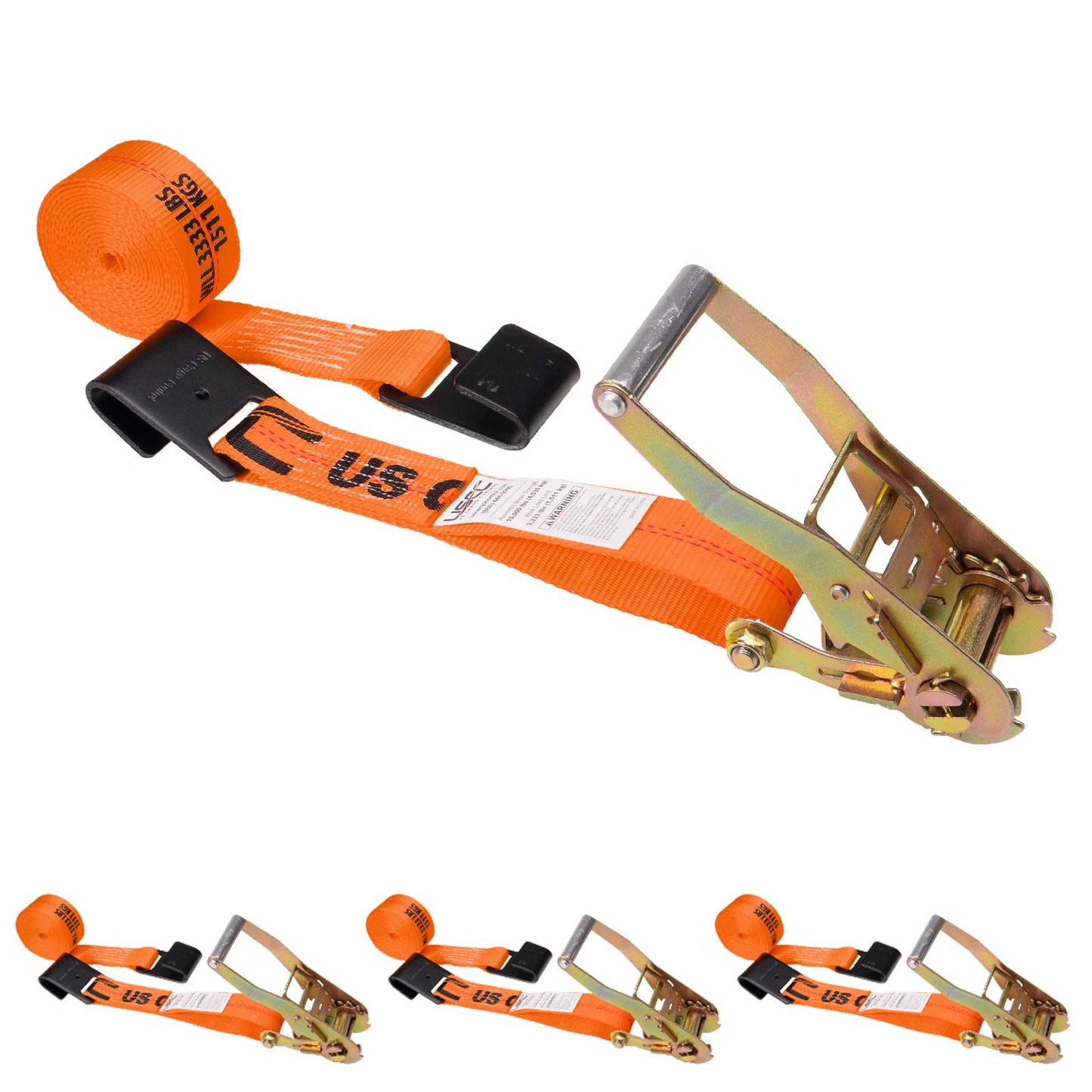 18' ratchet strap -  2" orange flat hook ratchet strap