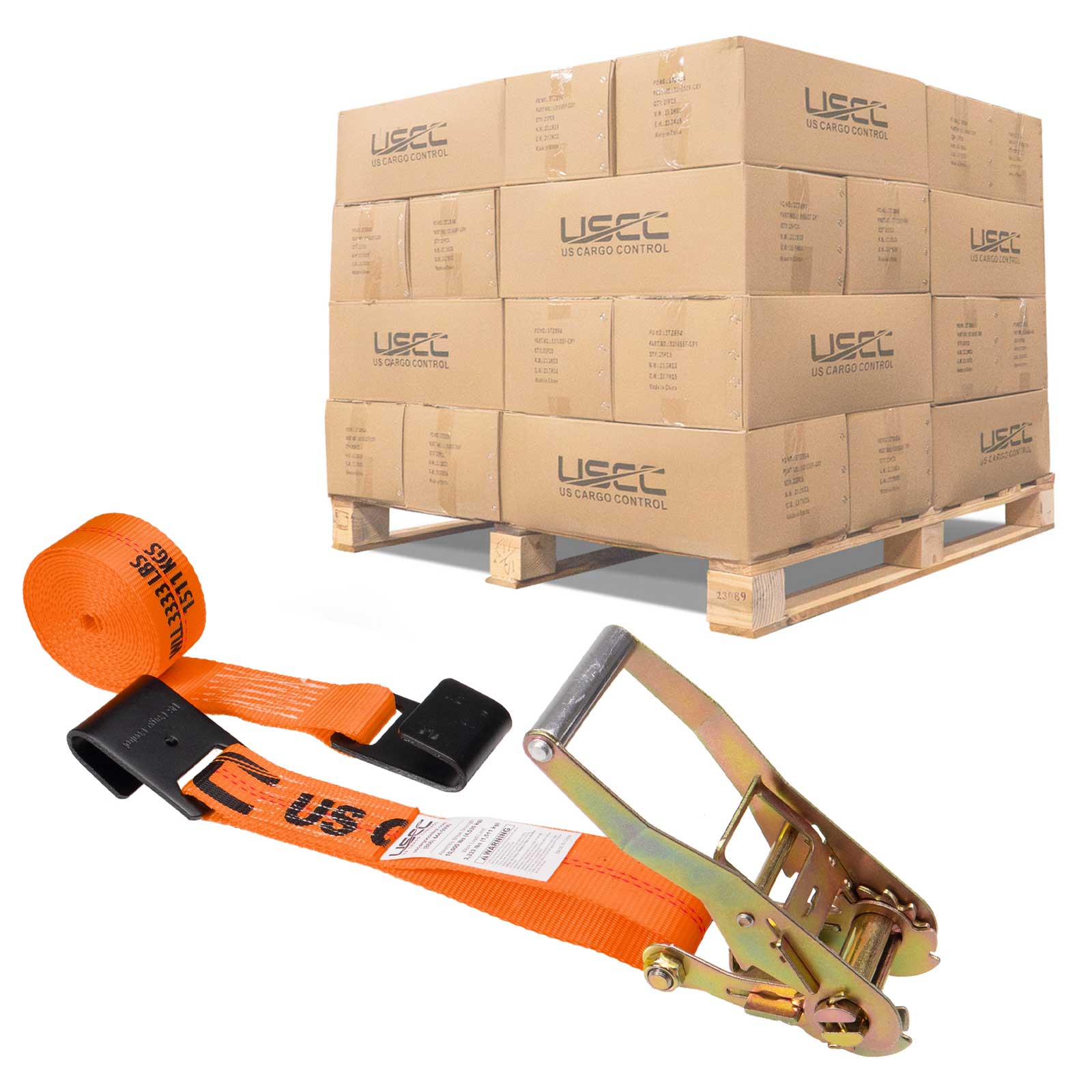 18' ratchet strap -  2" orange flat hook ratchet strap