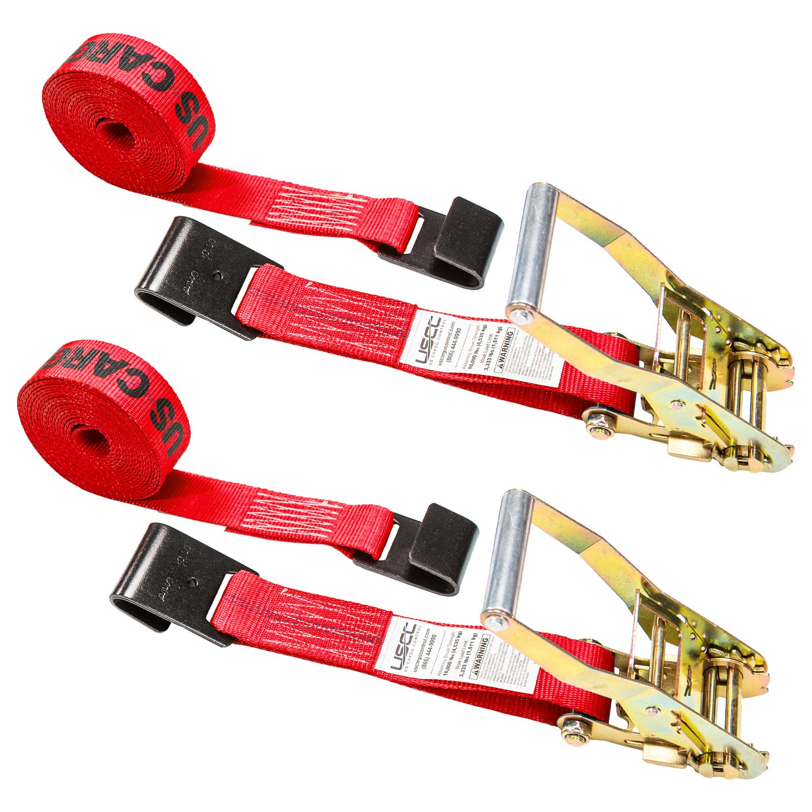 18' ratchet strap -  2" red flat hook ratchet strap
