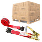 30' ratchet strap -  2" red flat hook ratchet strap