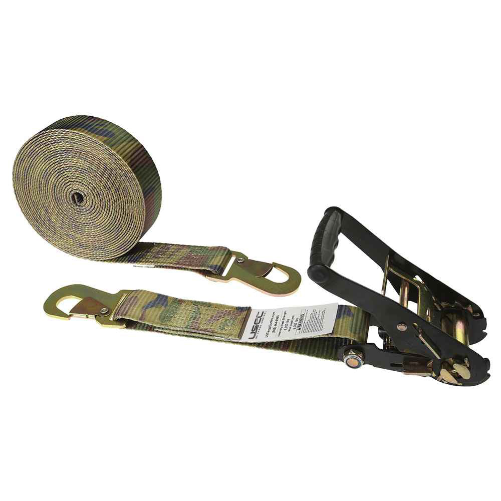 12' ratchet strap -  2" camo flat snap hook ratchet strap