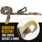 12' ratchet strap -  zinc coated hardware resists corrosion