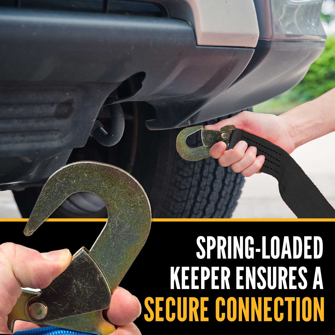 8' ratchet strap -  spring loaded keeper provides secure connection