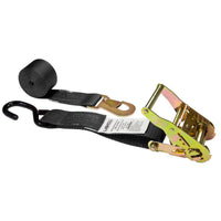 8' ratchet strap -  2" black s hooks and flat snap hook ratchet strap