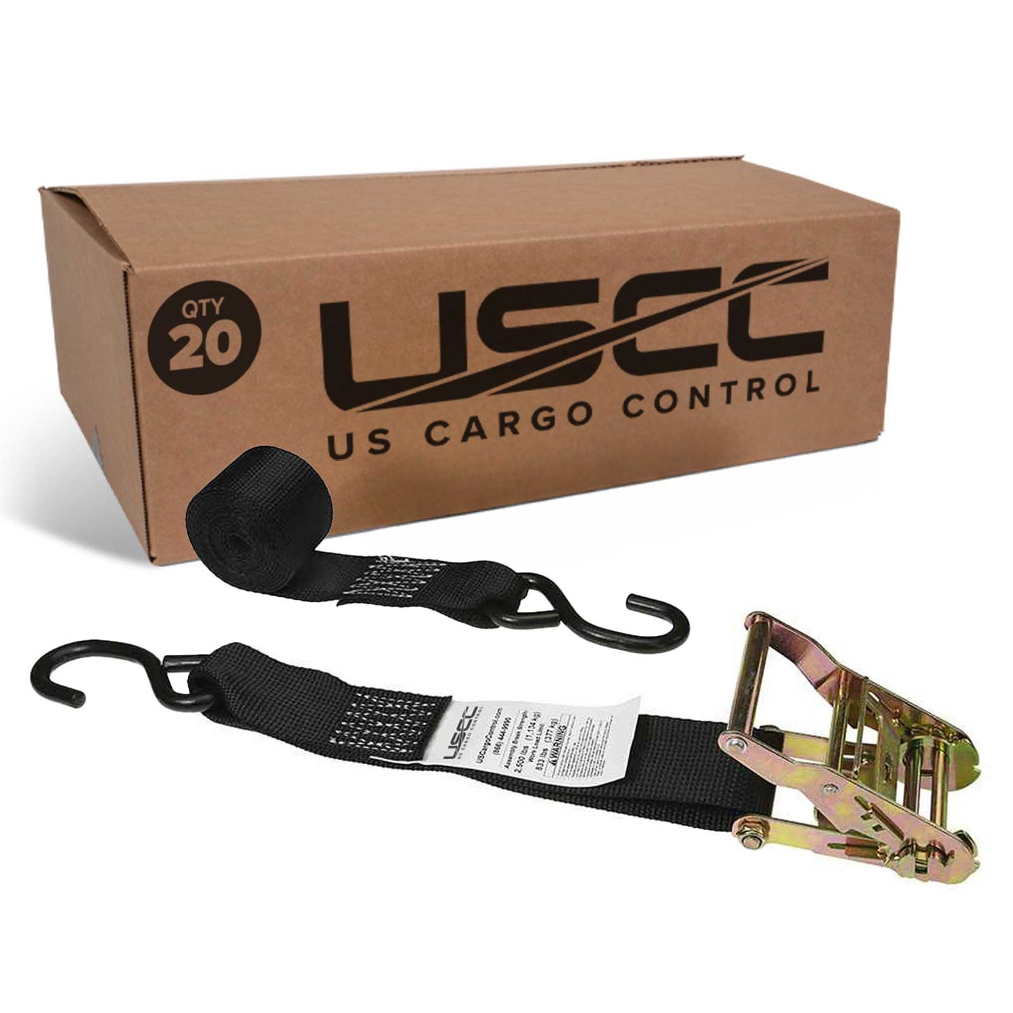 8' ratchet strap -  2" black s hooks ratchet strap