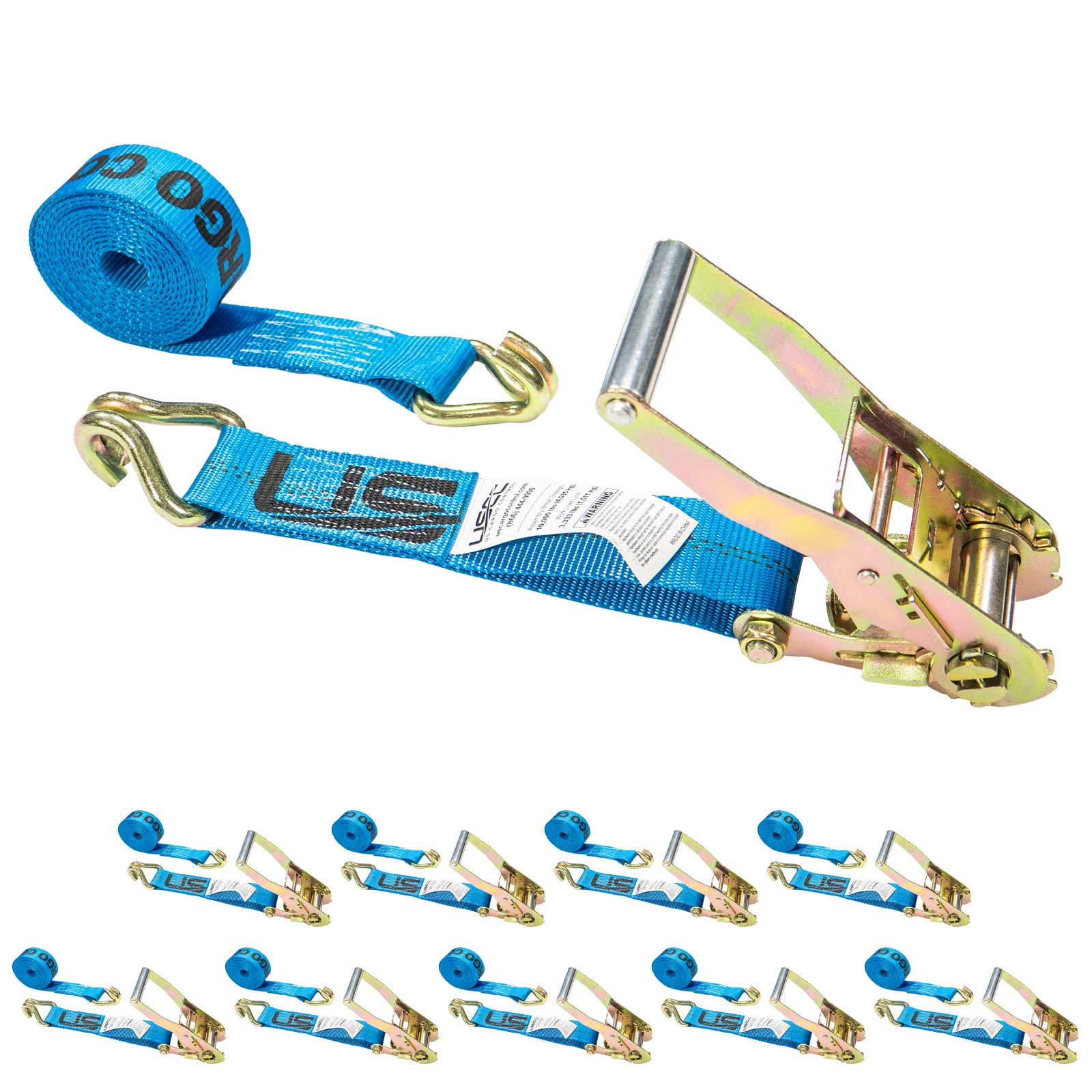 27' ratchet strap -  2" blue wire hook ratchet strap