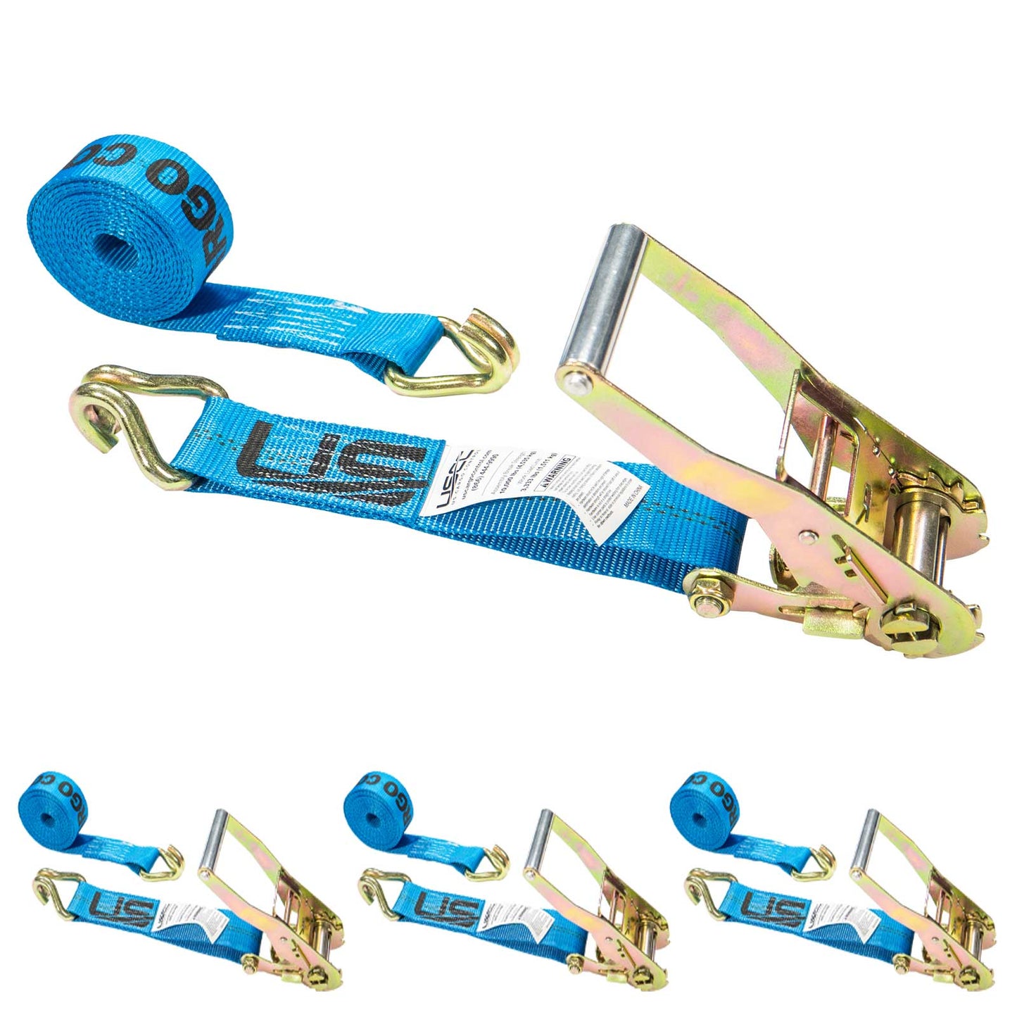 12' ratchet strap -  2" blue wire hook ratchet strap