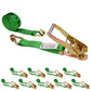 18' ratchet strap -  2" green wire hook ratchet strap