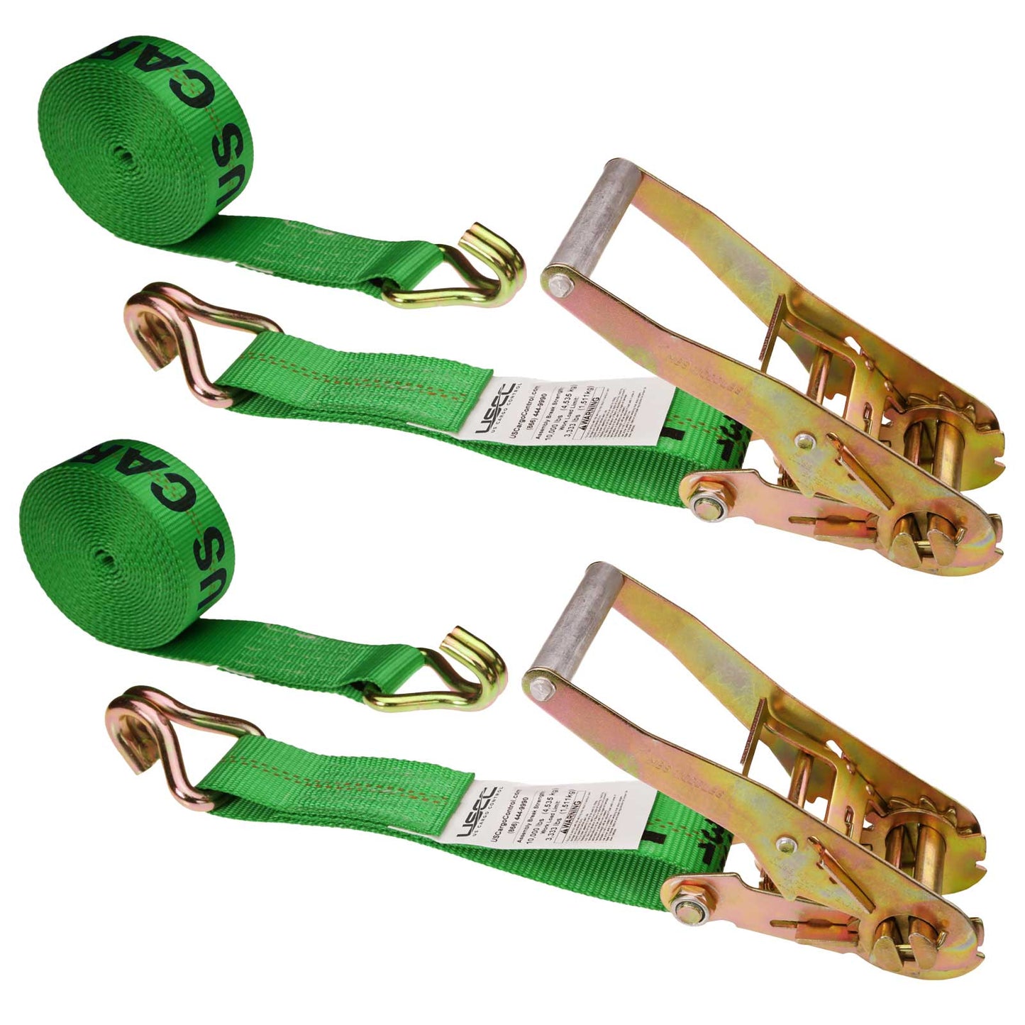 27' ratchet strap -  2" green wire hook ratchet strap
