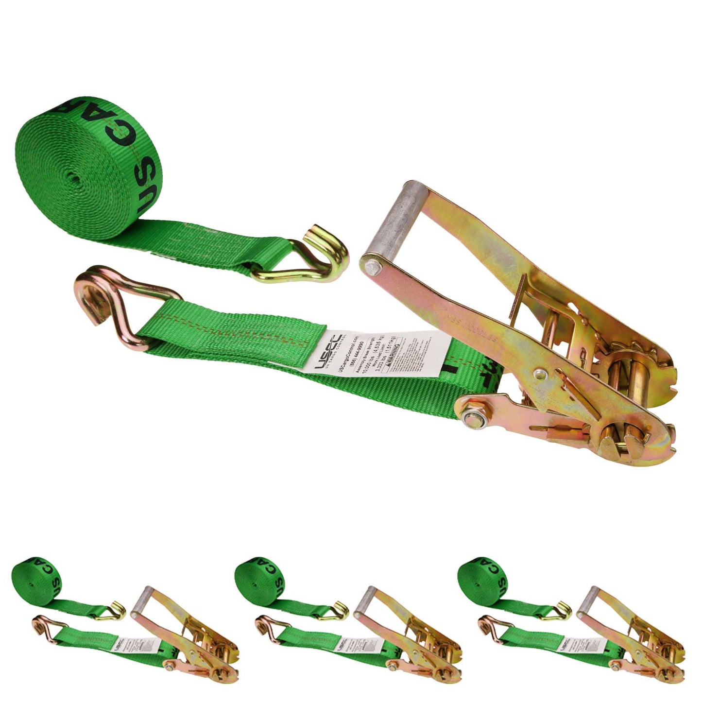 18' ratchet strap -  2" green wire hook ratchet strap