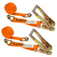 18' ratchet strap -  2" orange wire hook ratchet strap