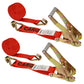 12' ratchet strap -  2" red wire hook ratchet strap