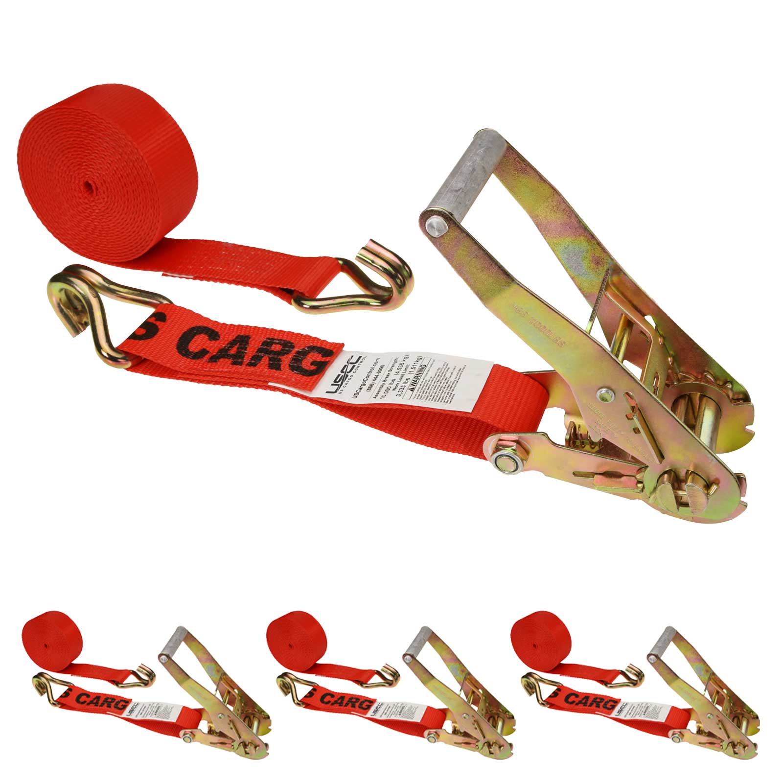 30' ratchet strap -  2" red wire hook ratchet strap