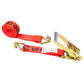50' ratchet strap -  2" red wire hook ratchet strap