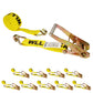 18' ratchet strap -  2" yellow wire hook ratchet strap