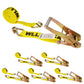 50' ratchet strap -  2" yellow wire hook ratchet strap