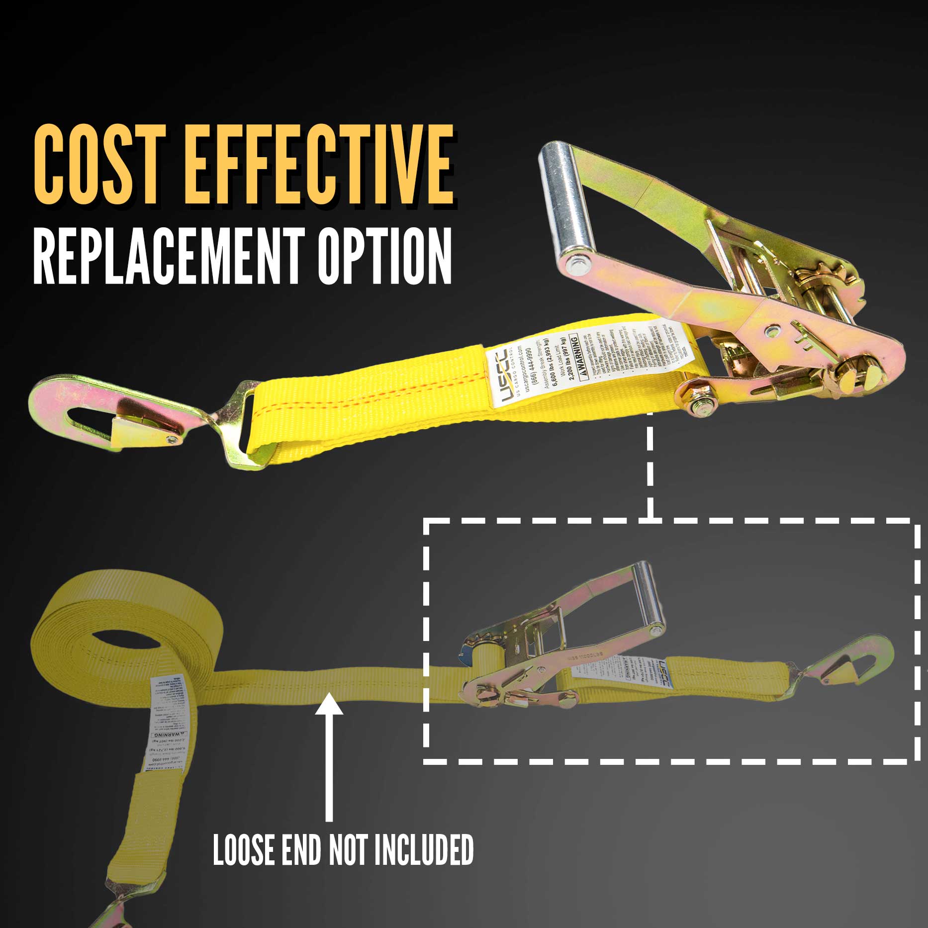 11" replacement for ratchet strap -  twisted snap hook ratchet strap replacement piece
