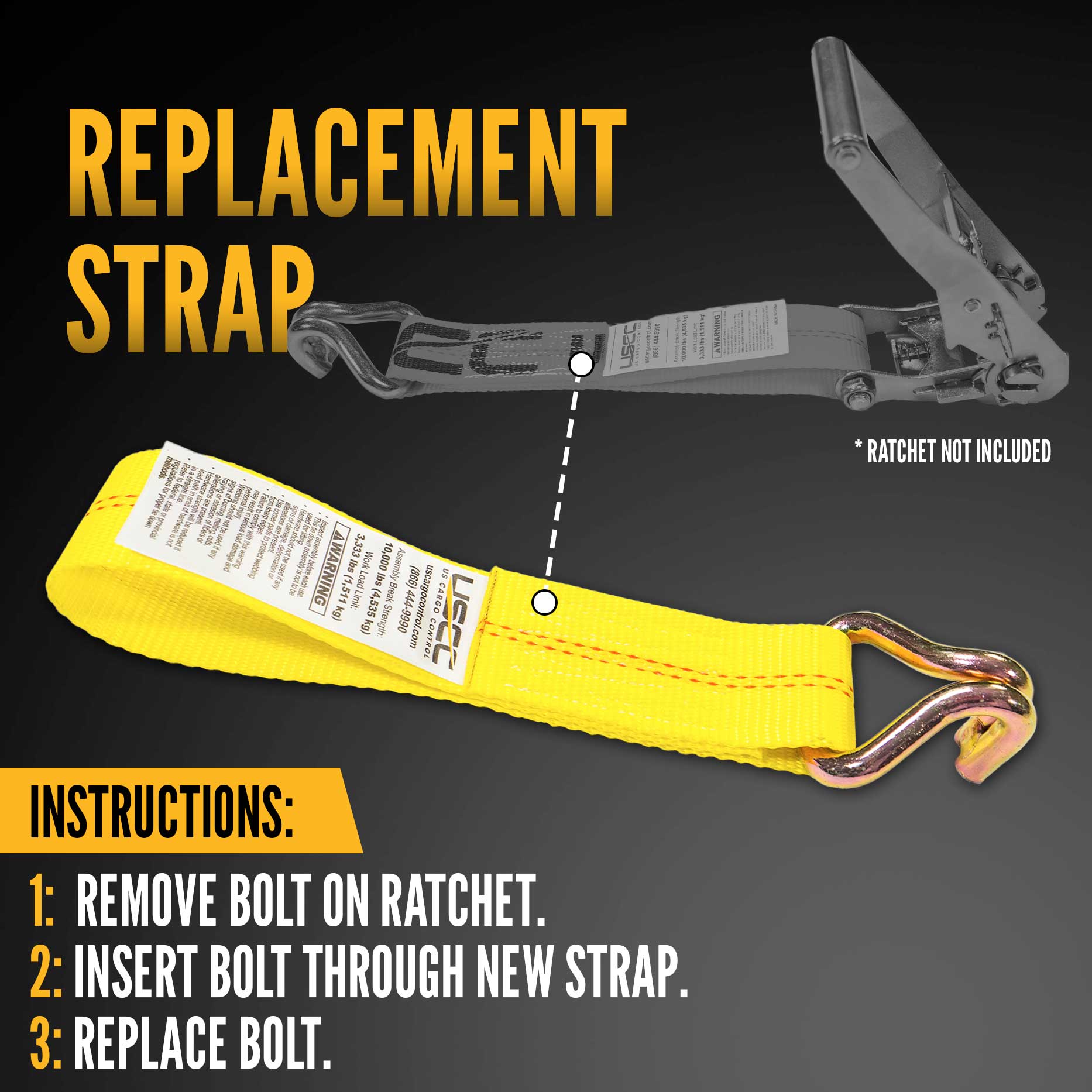 11" replacement for ratchet strap -  wire hook ratchet strap replacement piece