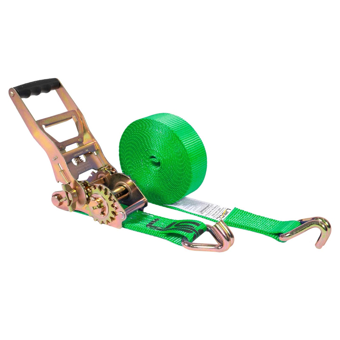 2" x 12' Gear-Driving Reverse-Action Ratchet Strap with Wire Hooks | Green