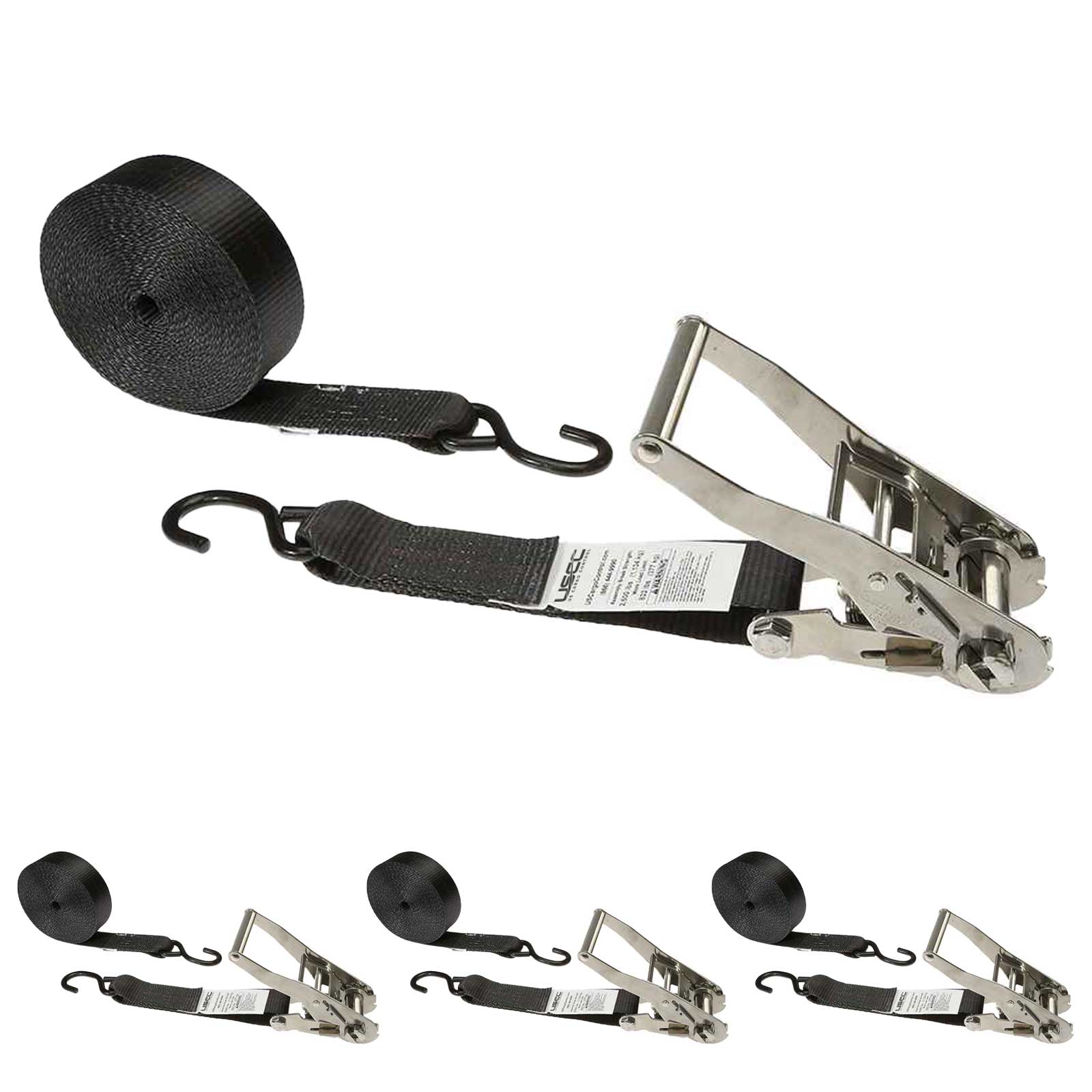 10' ratchet strap -  2" stainless steel s hooks ratchet strap