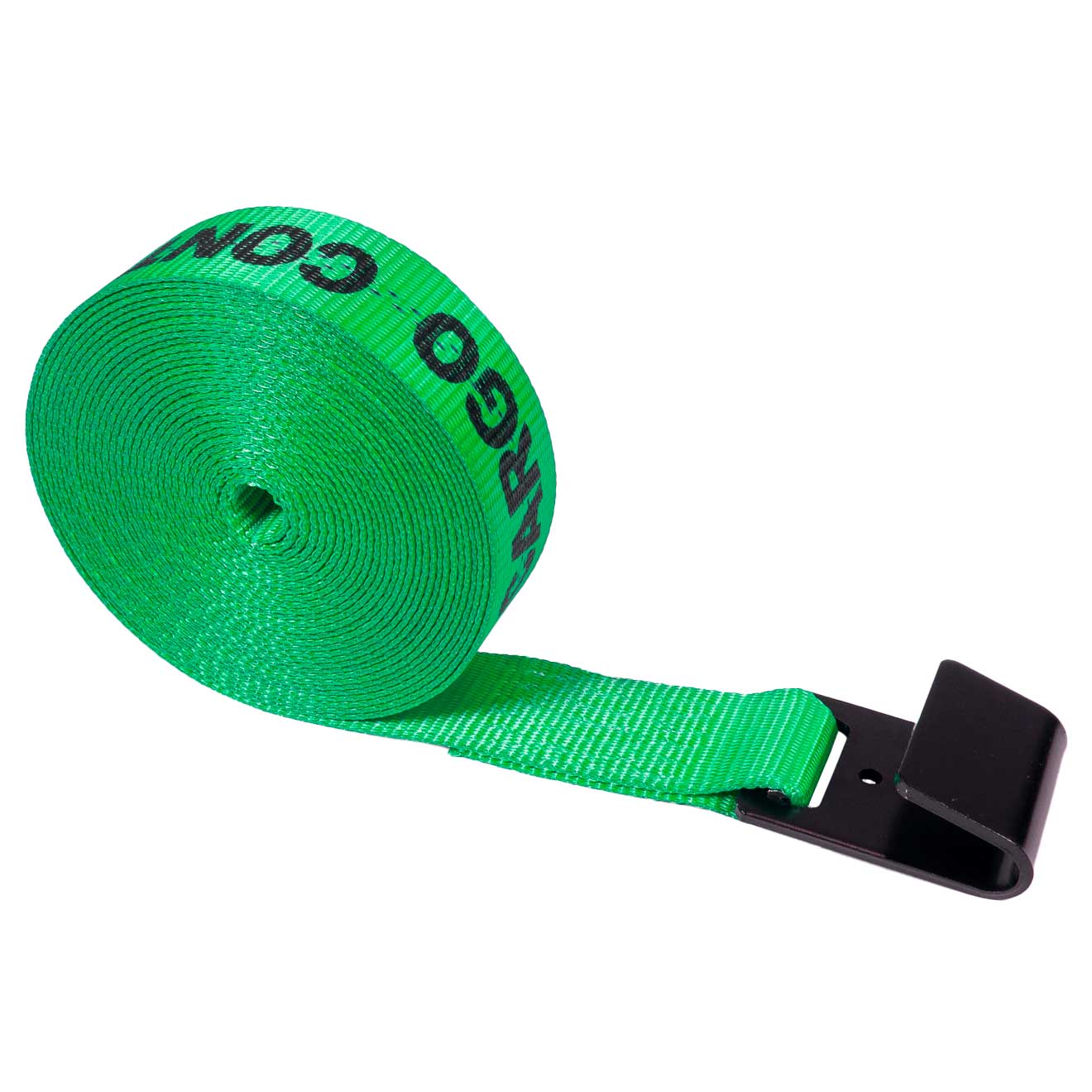 30' winch strap -  2" green flat Hook winch strap