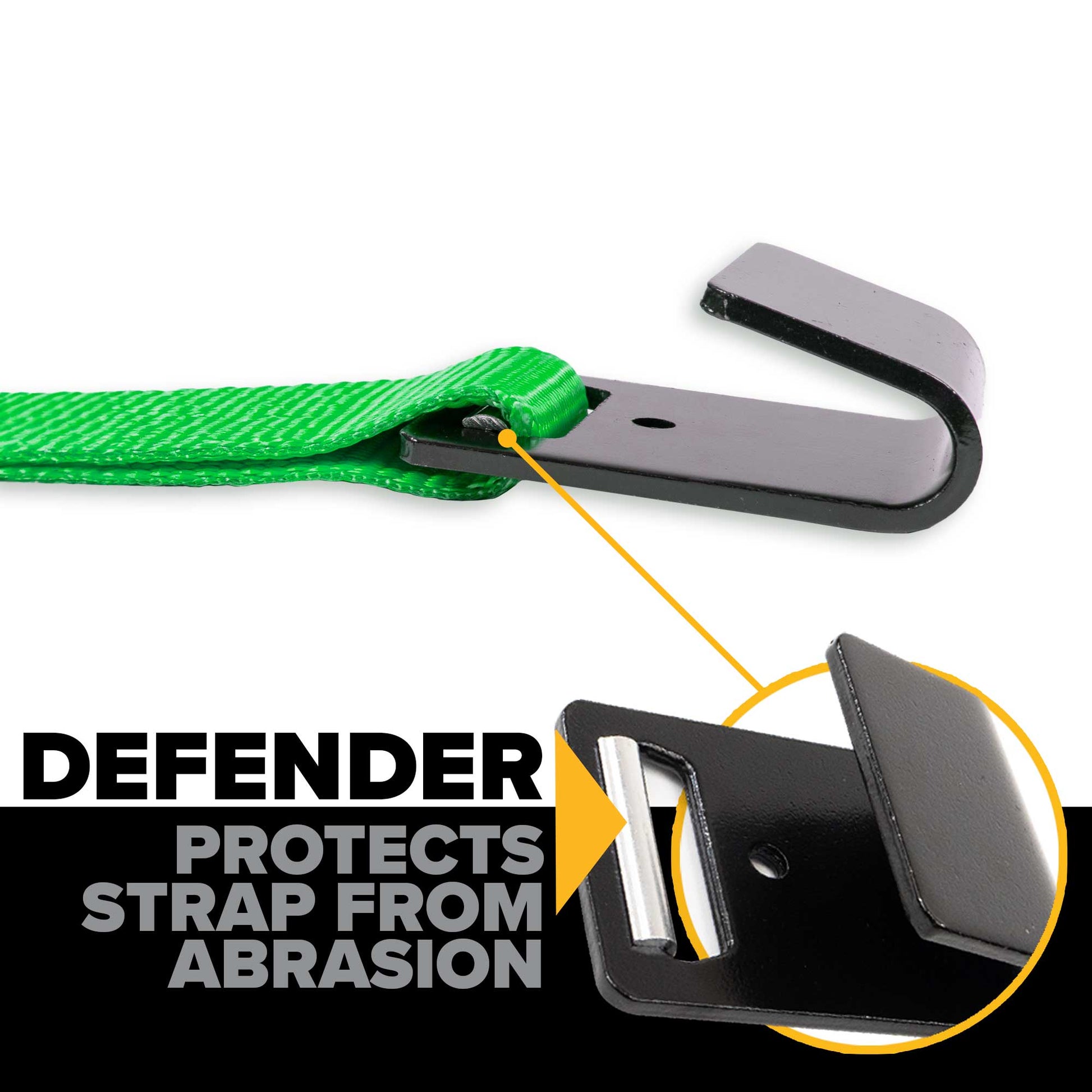 30' winch strap -  flat hook defender protects strap from abrasion