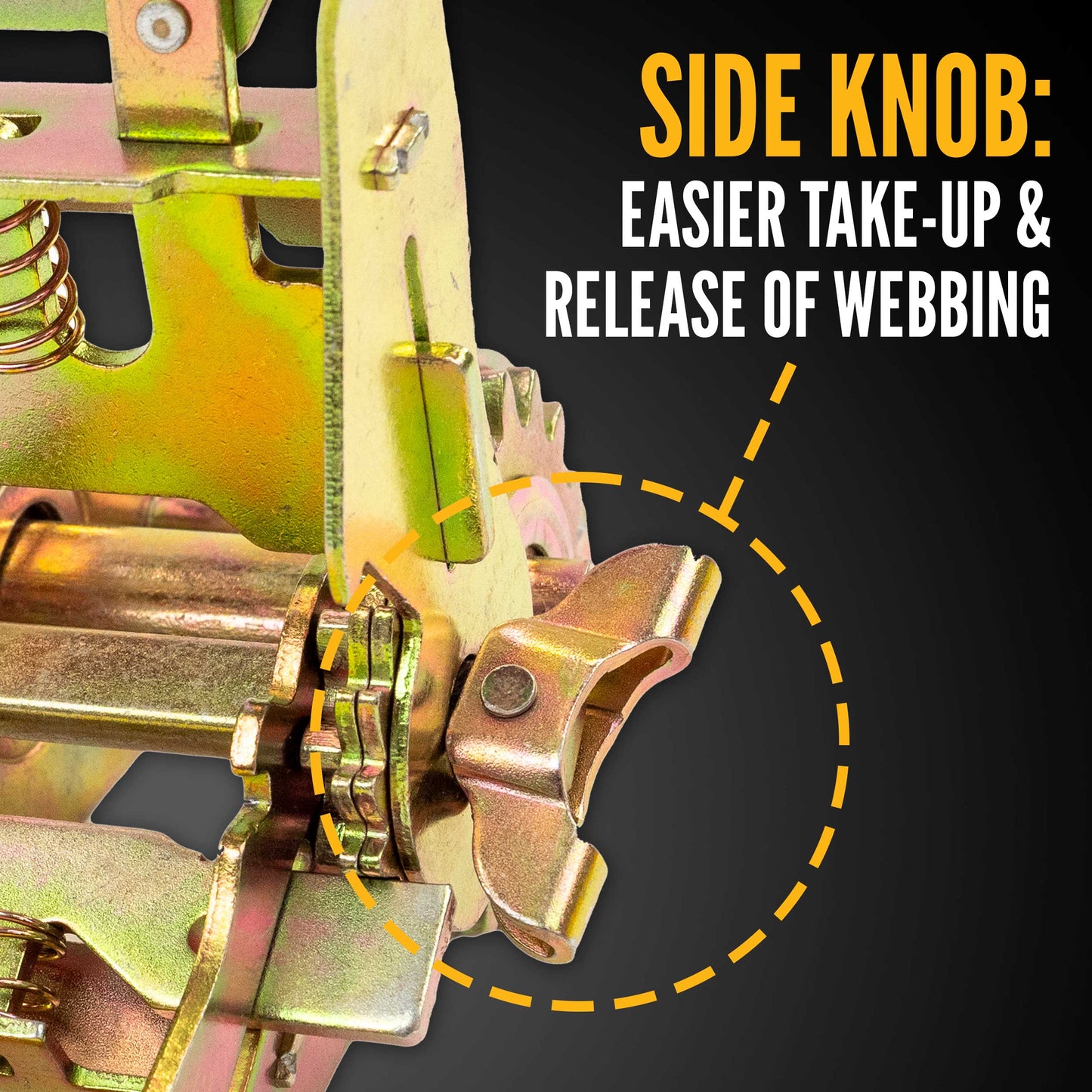 2" x 30' Gear-Driving Reverse-Action Ratchet Strap with Flat Hooks | Yellow | 4-Pack