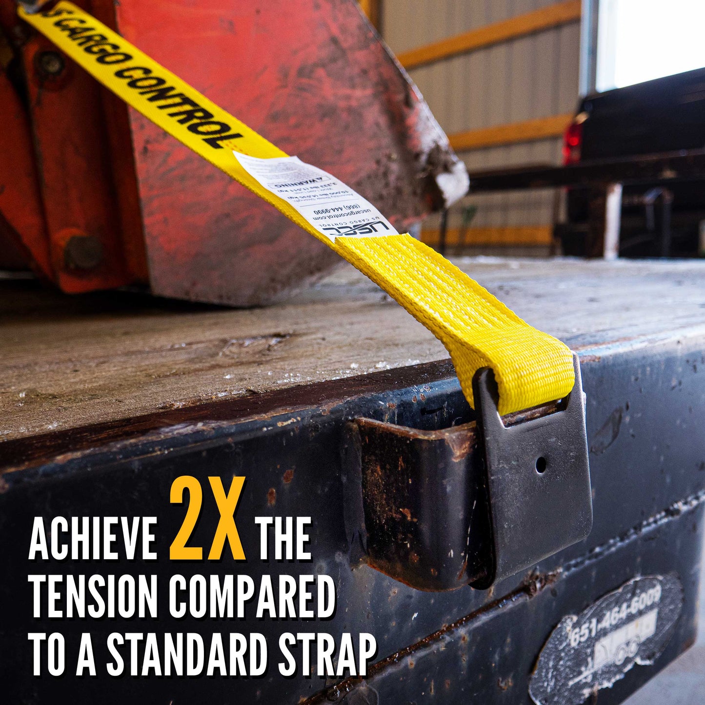 2" x 30' Gear-Driving Reverse-Action Ratchet Strap with Flat Hooks | Yellow | 8-Pack