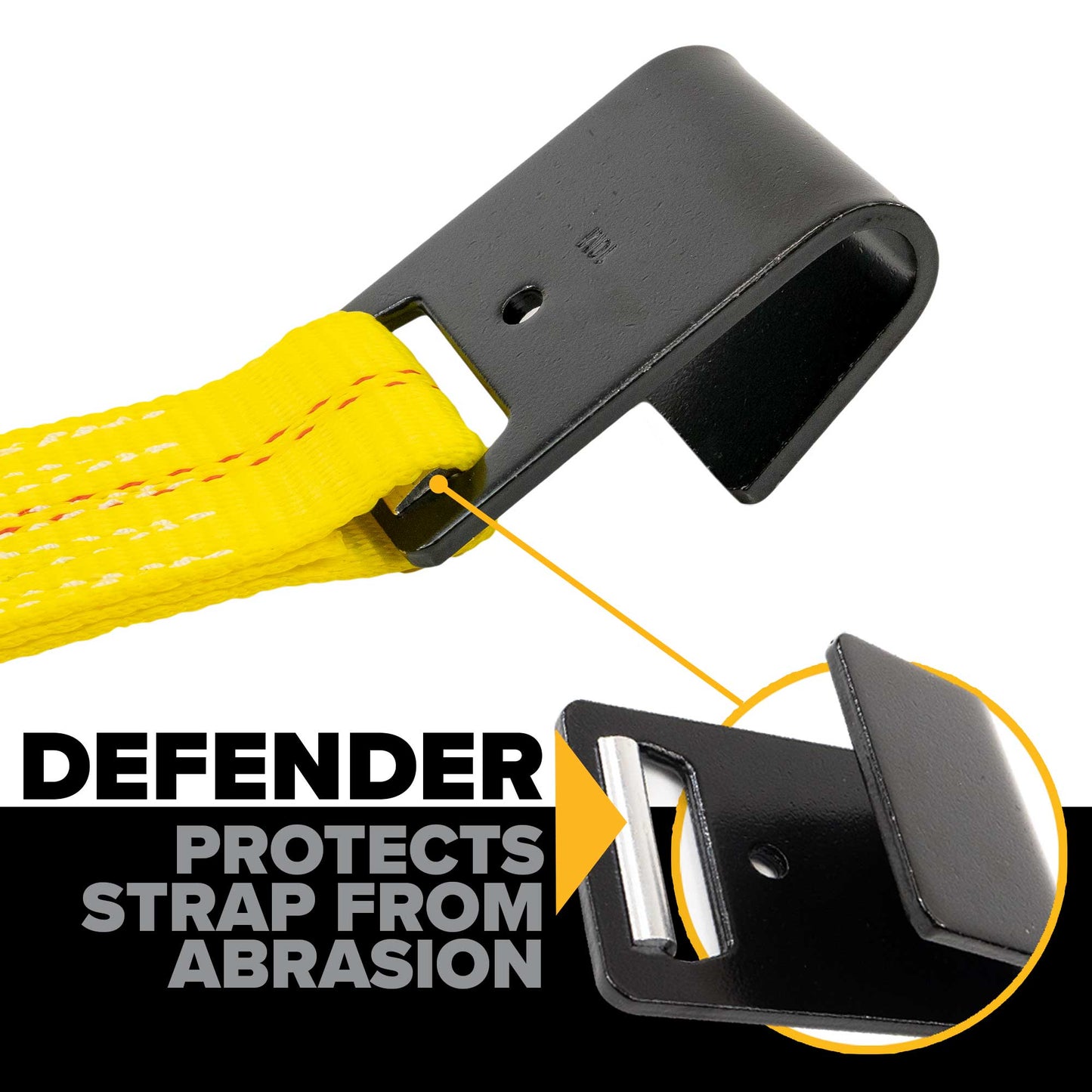 2" x 30' Gear-Driving Reverse-Action Ratchet Strap with Flat Hooks | Yellow | 4-Pack