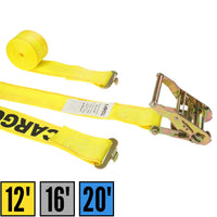 2" x 12' Ratchet Strap with Butterfly F-Track Fittings | Yellow