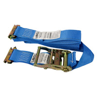 2" x 15-1/2' Blue E-Track Ratchet Strap w/ Spring E-Fittings | 6" Fixed End