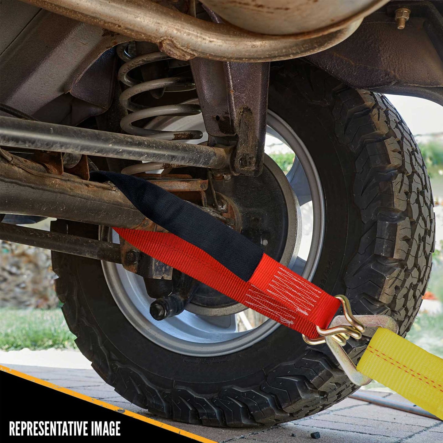 2" x 2' Red Axle Strap w/ 2" Short Zinc Wire Hook