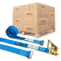 2" x 20' Blue E-Track Ratchet Strap | Standard 4' Fixed End | 640-Pack (Pallet)